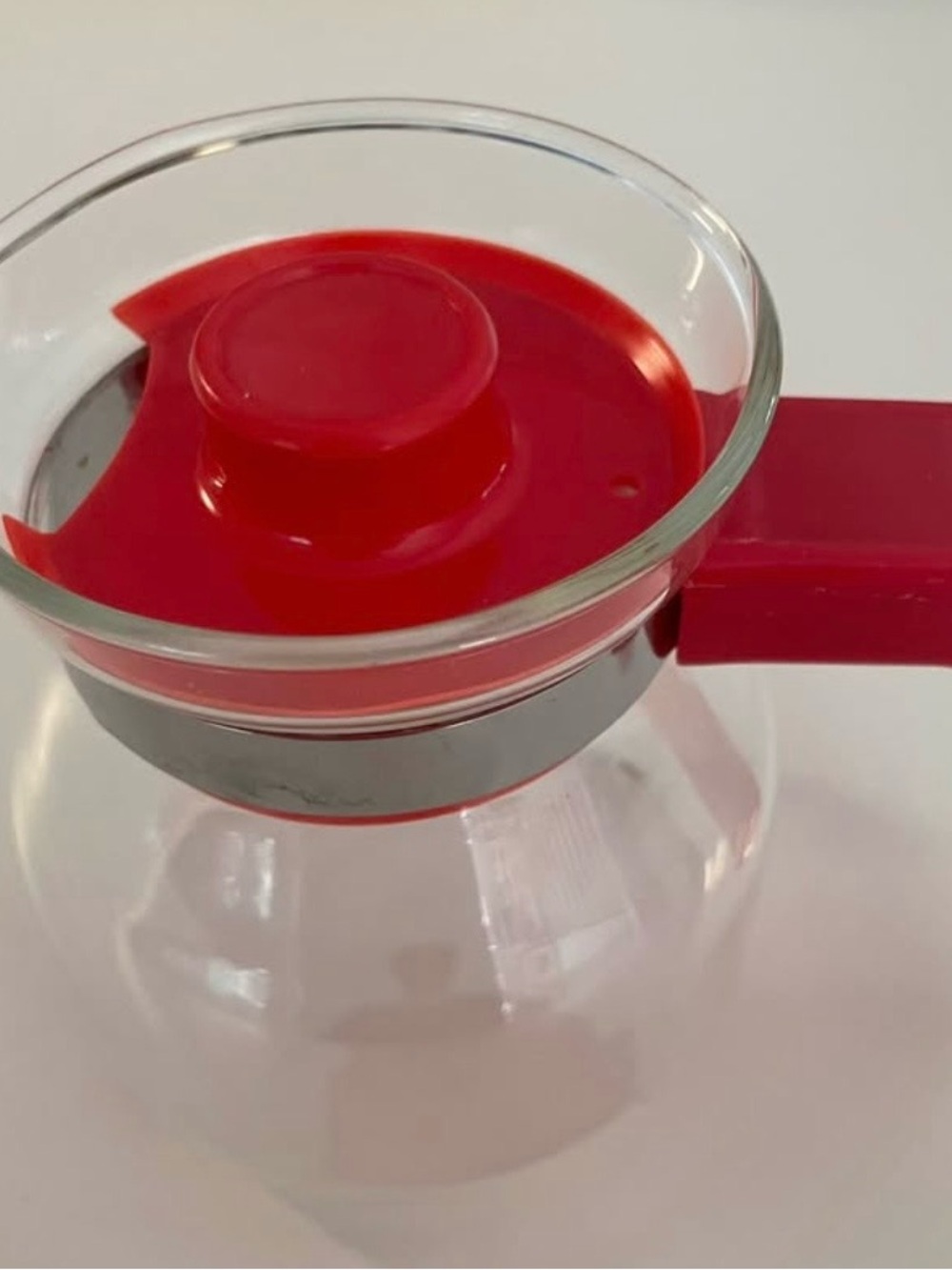 Red Glass Coffee Carafe with Red Silicone Lid and Handle - Unbranded